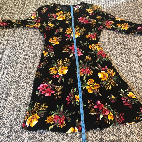 Zara Basic Collection Black Mini Dress w/ Florals - Picture 7 of 9